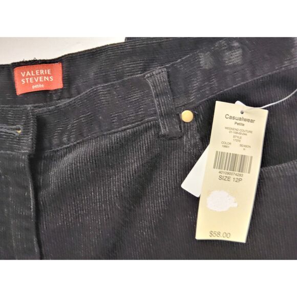 Valerie Stevens Petite Womens 12P Stretch Black Corduroy Pants NWT - Picture 9 of 13